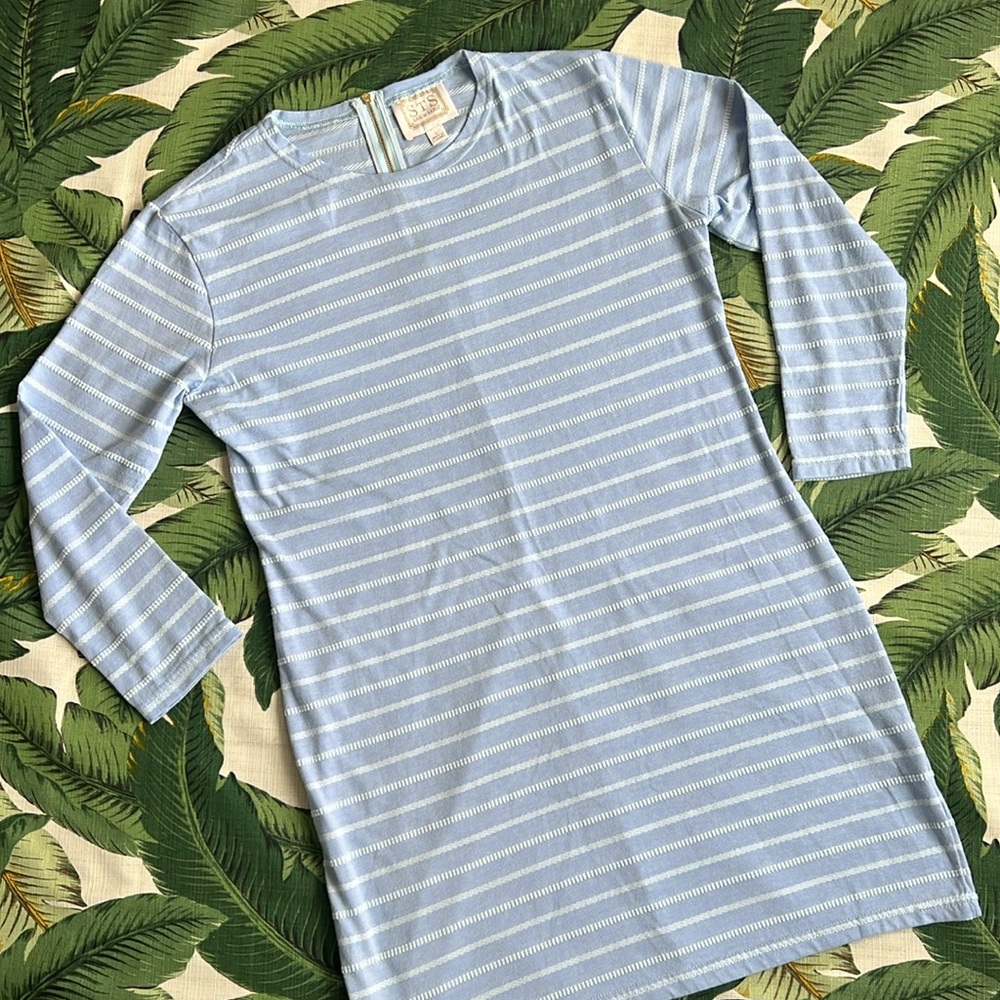 STS Sail to Sable • Preppy Blue Striped Dress • Size Large